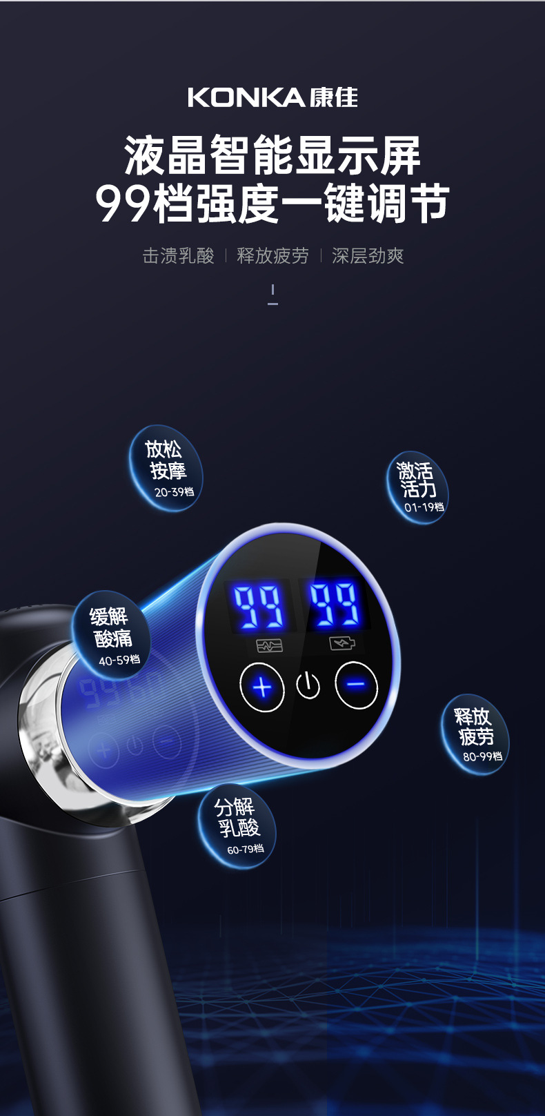 康佳筋膜枪家用便携肌肉放松器充电筋膜抢按摩器跨境筋膜枪肌膜枪详情14