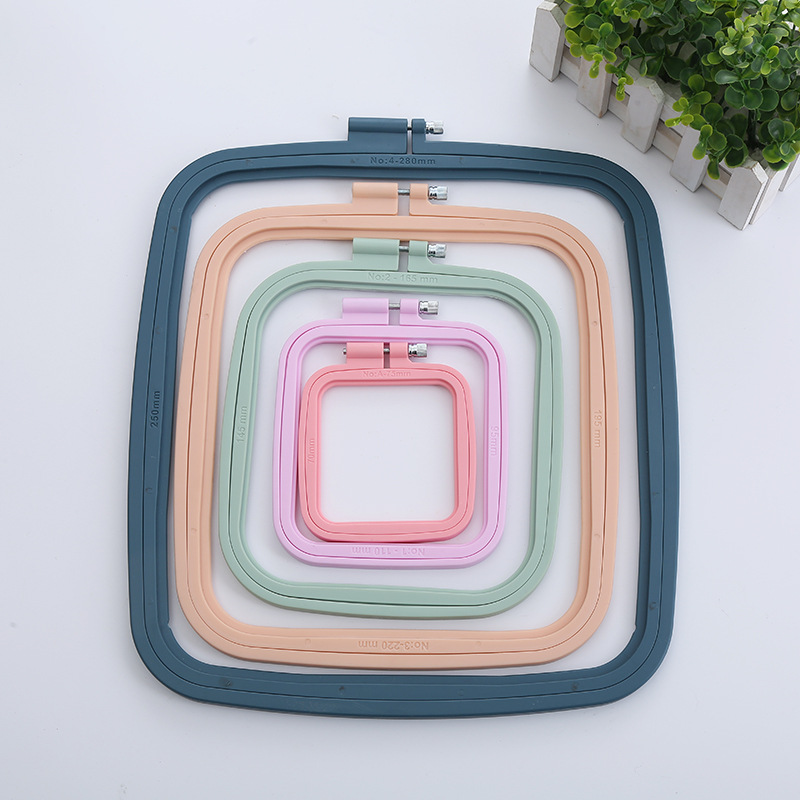 Embroidery machine accessories: Middle adjustable flower stand, round embroidery frame, embroidery stretch, candy-colored ABS plastic square embroidery ring pic 35