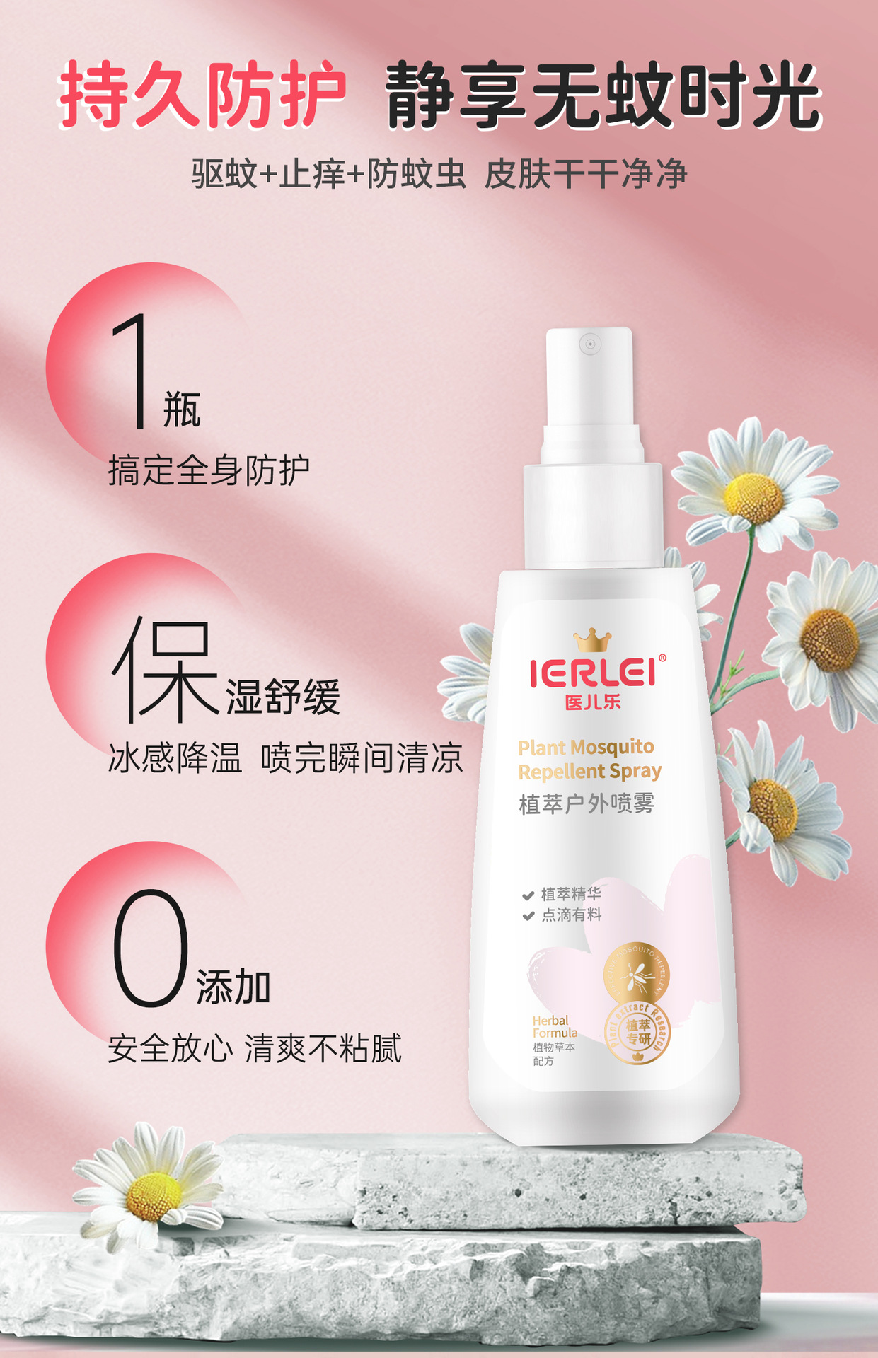 医儿乐植萃户外喷雾清凉花露水驱蚊止痒保健液夏季户外防痱批发详情3