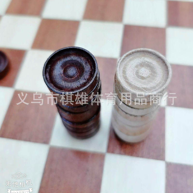 Wooden 64-square and 100-square international Draughts, beech jumping pieces, redwood chessboard, 2 extra spare pieces, beech pieces pic 9