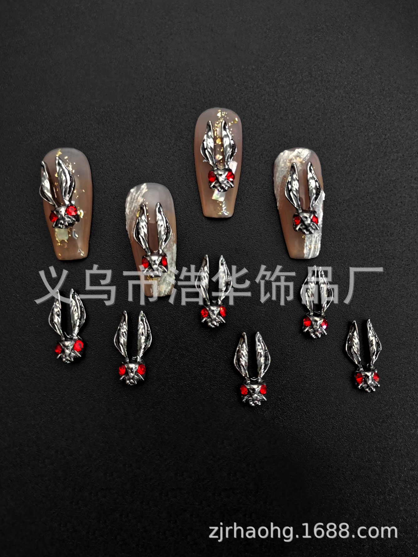 Punk-style Halloween cross alloy nail accessories, star moon heart-shaped nail accessories, nail drill wholesale pic 11