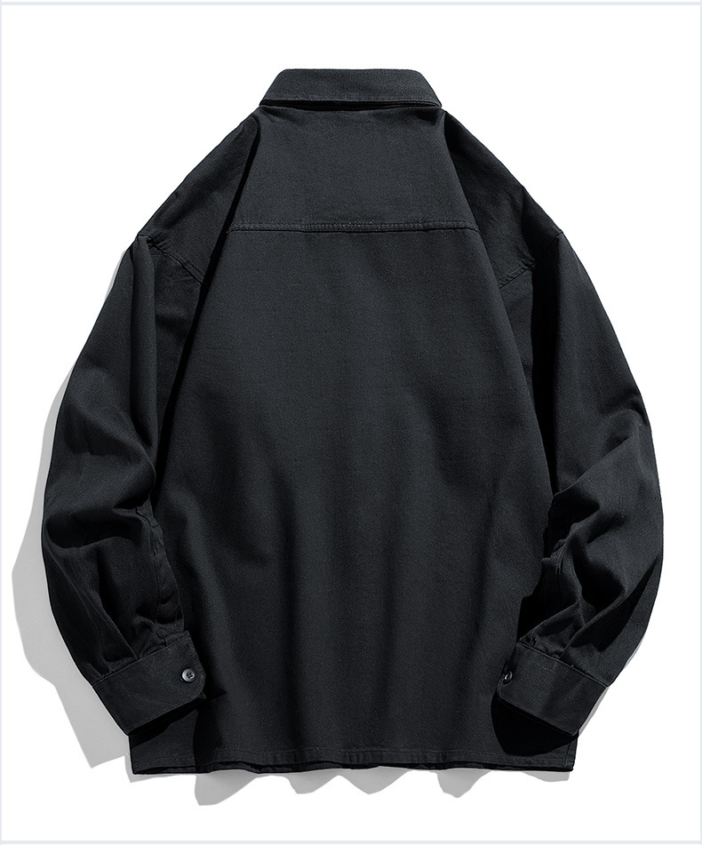 2024春季男士新款棉质衬衫休闲宽松纯色工装日系潮流ins长袖衬衣详情23