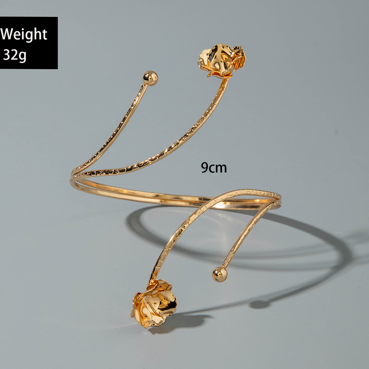 亚马逊跨境个性冷淡风海星手臂镯线条计感蝴蝶环形开口臂镯女详情130