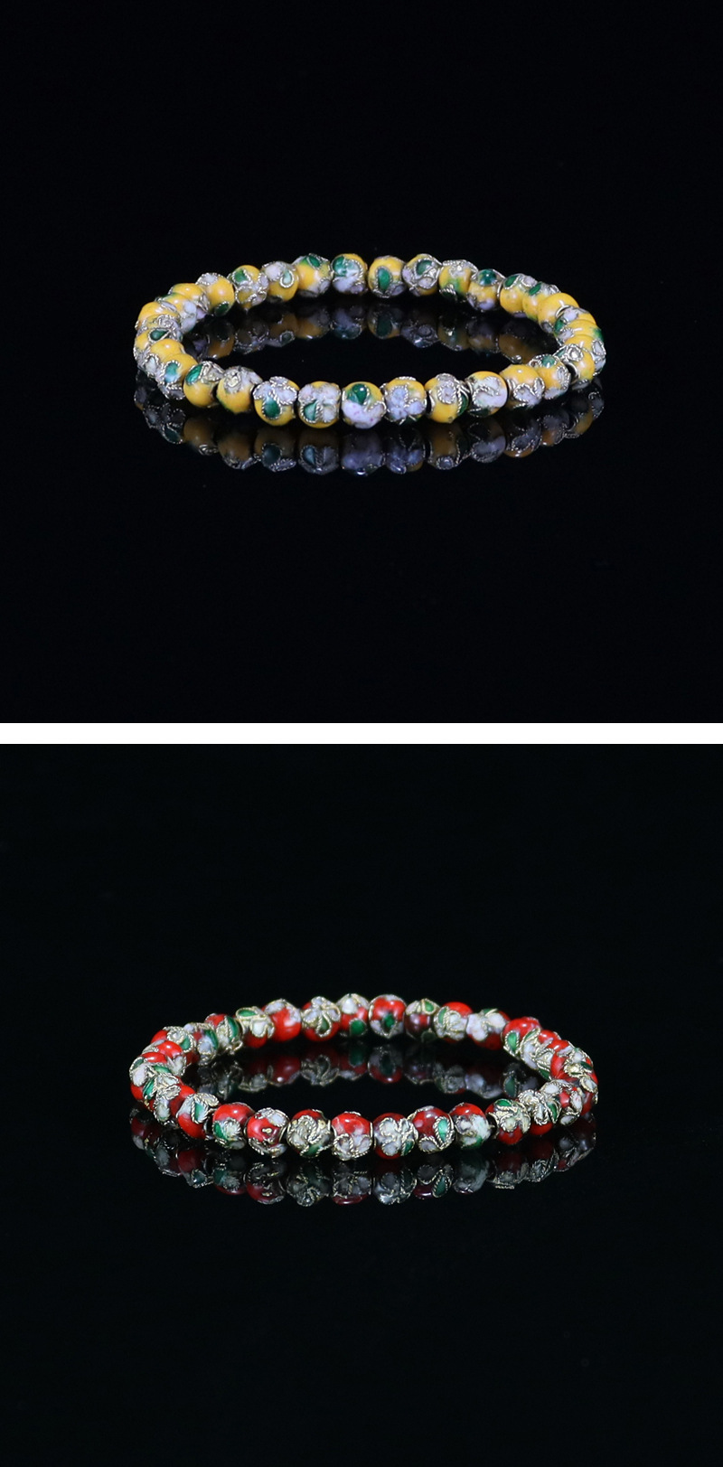 Beijing Cloisonne classical ethnic style jewelry, cloisonne enamel filigree silver blue round bead bracelet pic 4