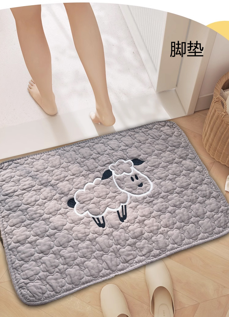 Korean-style patchwork embroidered floor MATS, quilted absorbent and anti-slip foot MATS, kitchen chair MATS, cotton embroidered thickened pet MATS pic 7