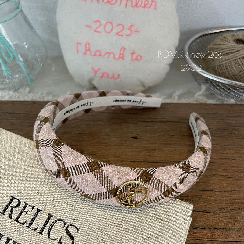 New Korean-style checkered floral sweet hairband, handcrafted fabric, versatile for girls, high headband, hairpin, hair accessory for girls pic 7