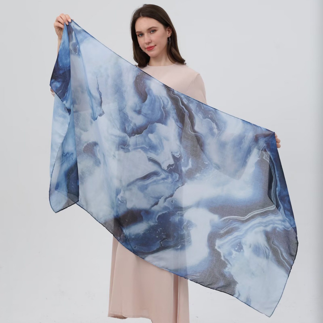 Hot-selling watercolor tie-dyed cotton scarf, Arabian modal cotton, Turkish Middle East headscarf, Internet celebrity style pic 7