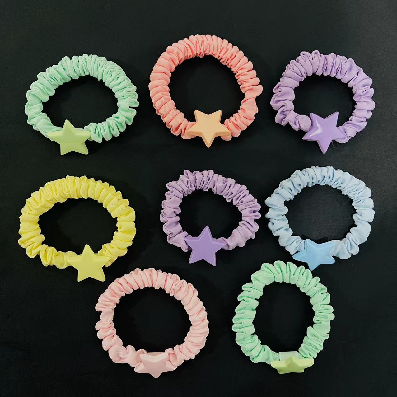 No. 48, 5-star color, 100 yuan per bundle, 1 yuan. Cute star-shaped hair band, girlish heart, cream hair string, popular Instagram small rubber band, sweet and tender pink small leather case hair accessory pic 4