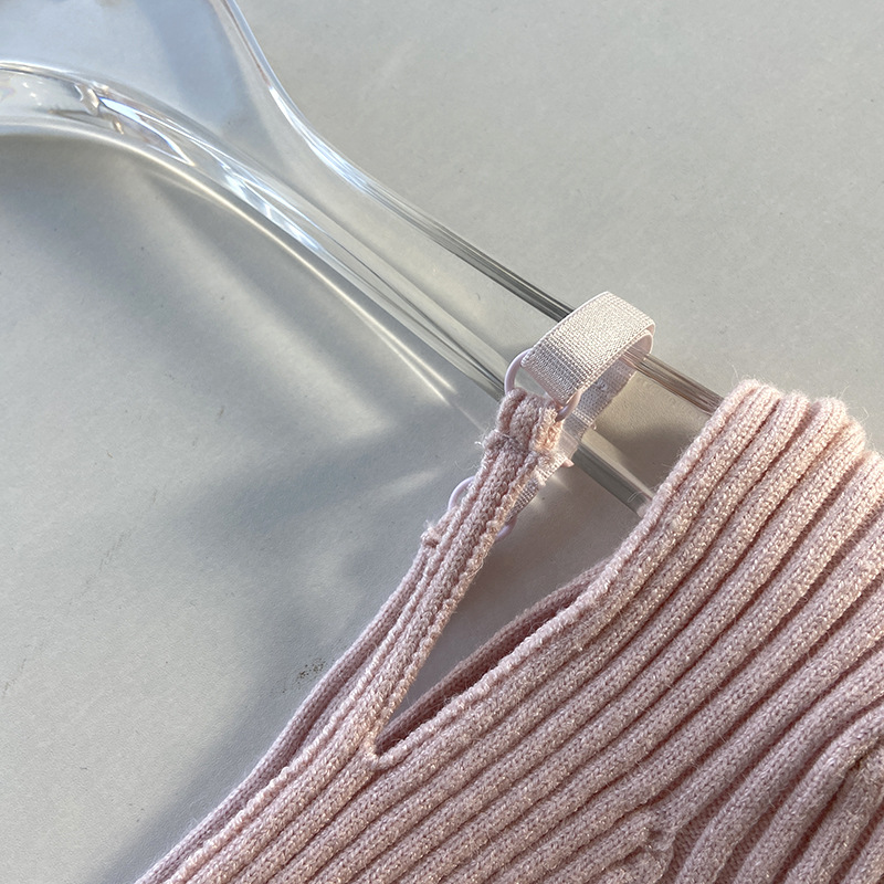 Spring and Autumn New style Pei Xiu Nu Zhi Halter pink sweater Fake two V-neck pure style base knitted sweater 2107 pic 41