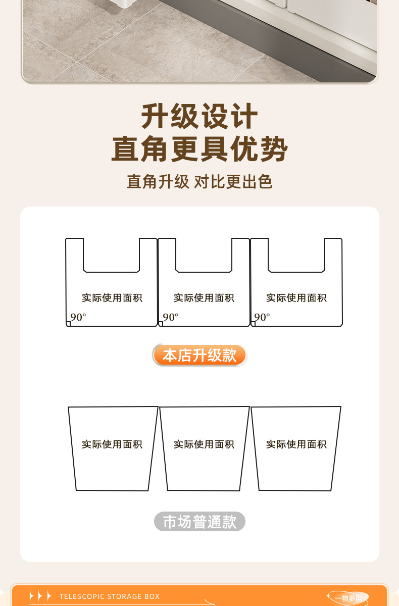 橱柜收纳盒长方形直角零食杂物盒厨房桌面柜子日式储物盒整理盒子详情8