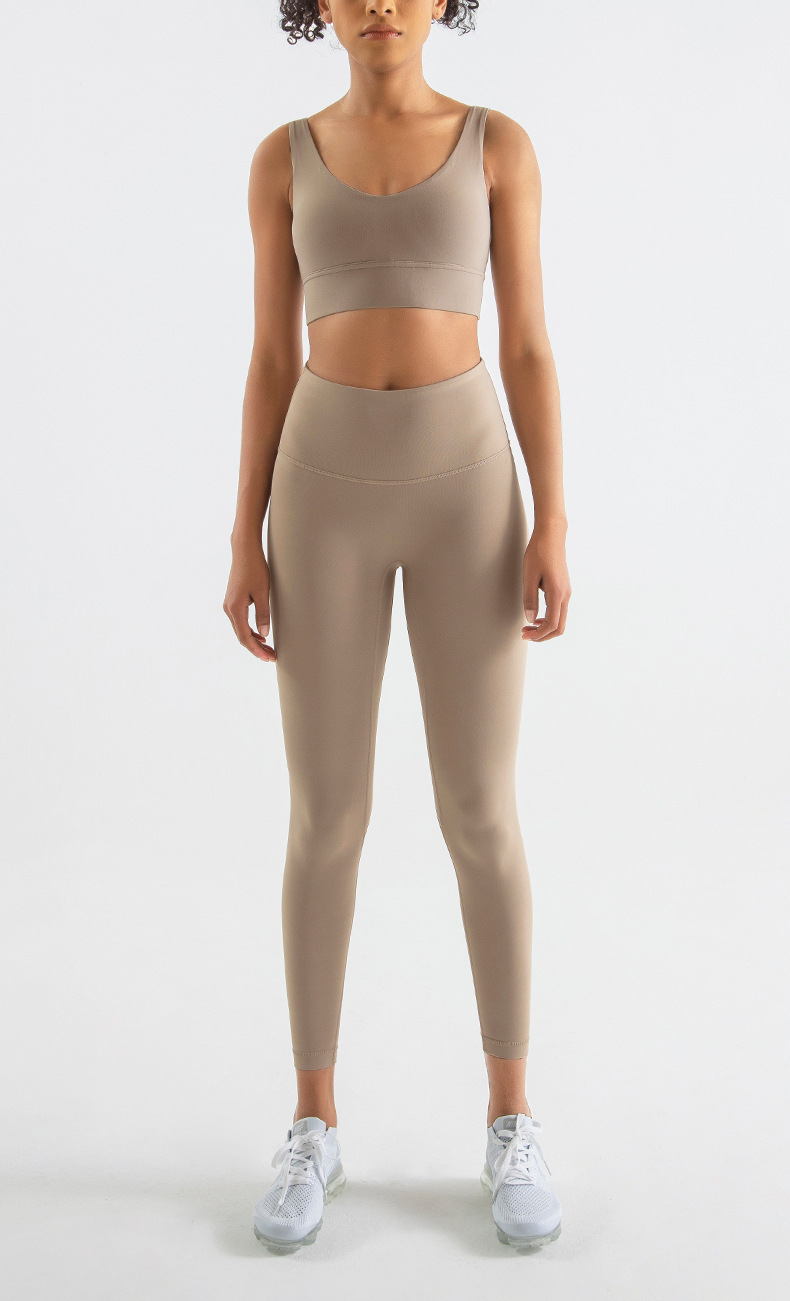 2022 Diamond Double-sided Brushed nude Yoga Pants for Women, European and American high-waisted hip-lifting peach-buttocks fitness pants pic 16