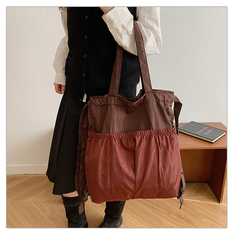 新款单肩包托特双肩折叠包手提简约通勤大容量时尚便携详情37