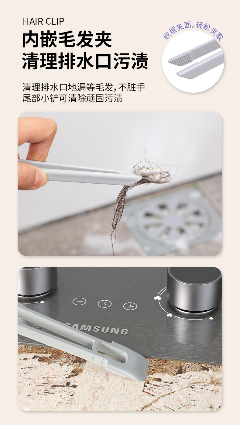 Best-selling washbasin multi-functional rotating brush, bathroom, toilet window sill, floor joint, hard-bristled brush, gap brush pic 5
