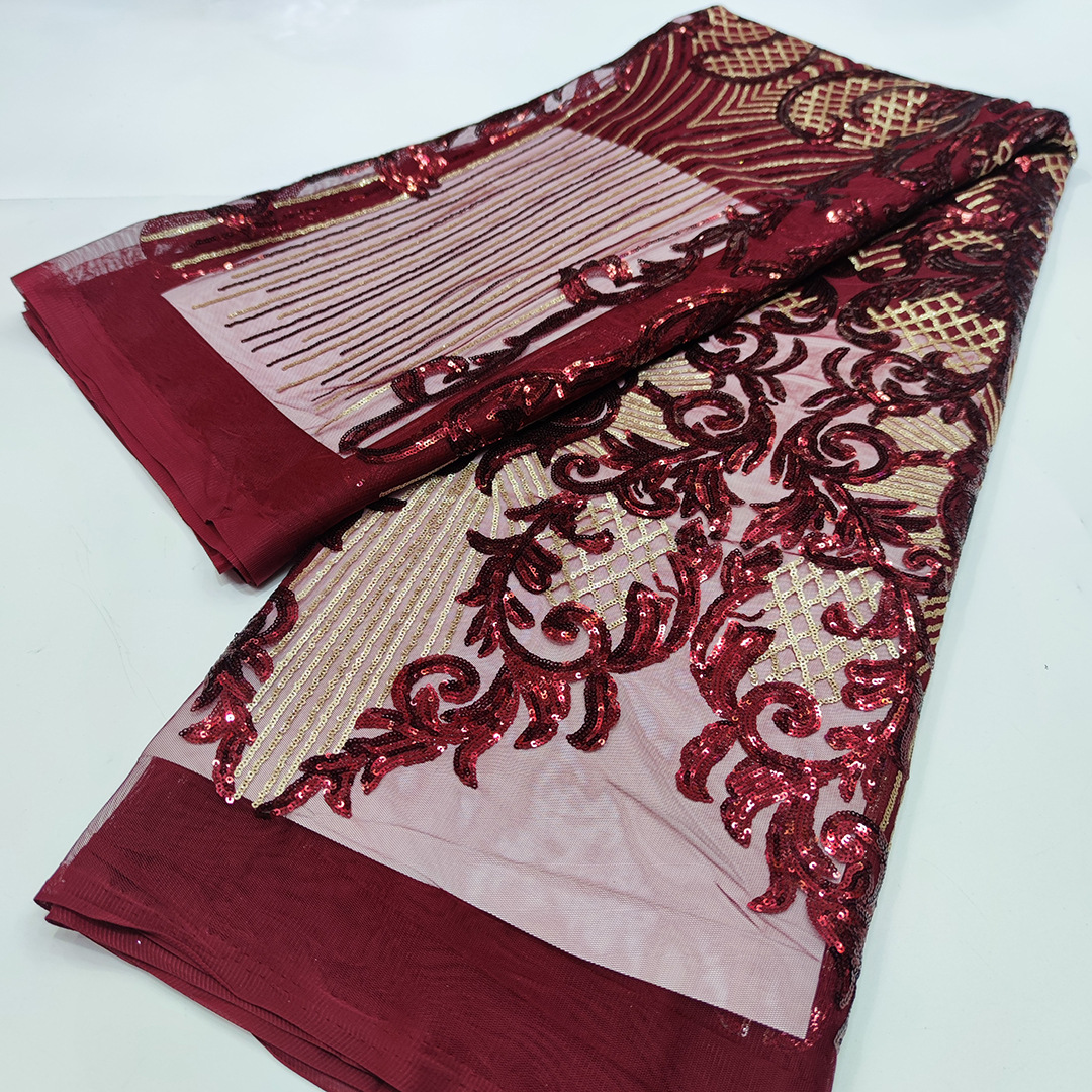 新款非洲亮片蕾丝花边网布面料派对礼服民族风服装辅料laceJX756详情58