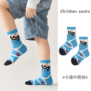 新款儿童A类卡通棉袜宝宝冬季中筒袜男童女童透气无骨袜春秋童袜详情2