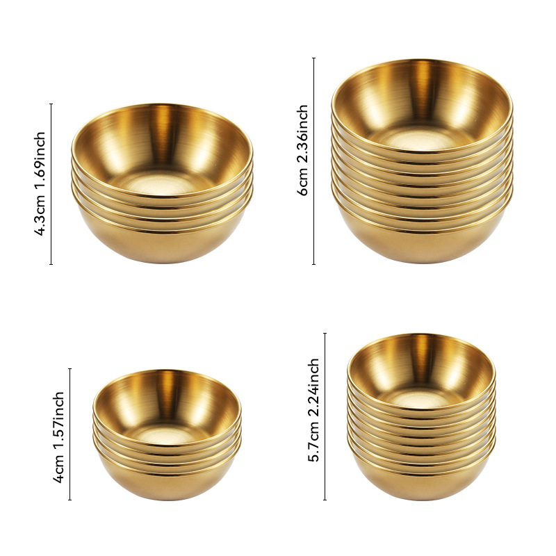 Stainless steel round small plates, golden sauce and seasoning plates, home, restaurant, kitchen soy sauce plates, Japanese dipping sauce plates pic 10