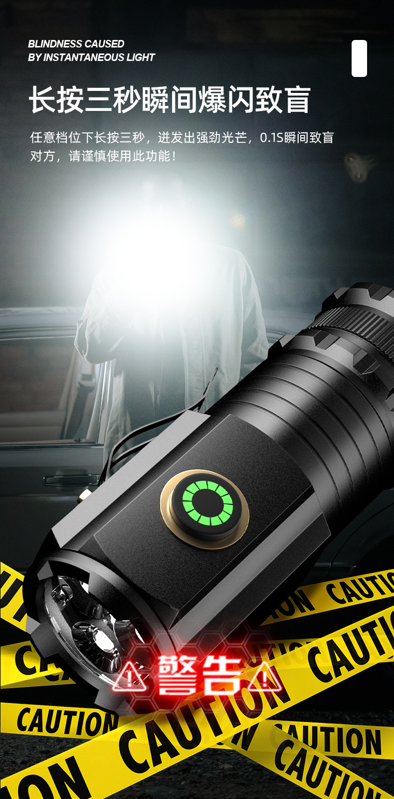 New cross-border high-intensity three-eye long-range flashlight, rechargeable mini portable small hand flashlight, outdoor multi-functional hooded lamp pic 4