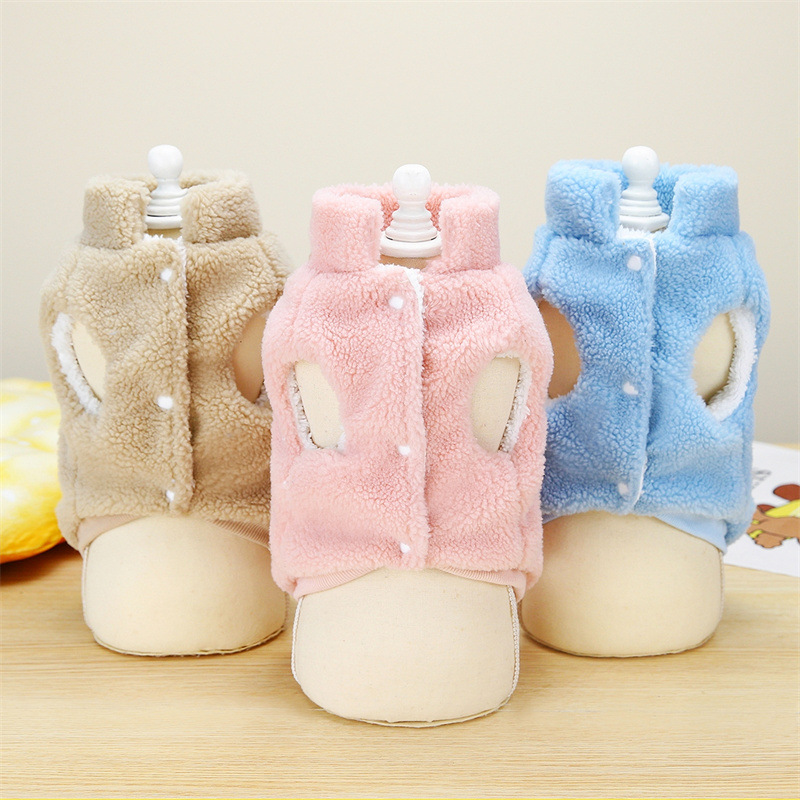 23年秋冬季新款可牵引加厚双层韩系羊羔绒宠物狗狗马甲详情6