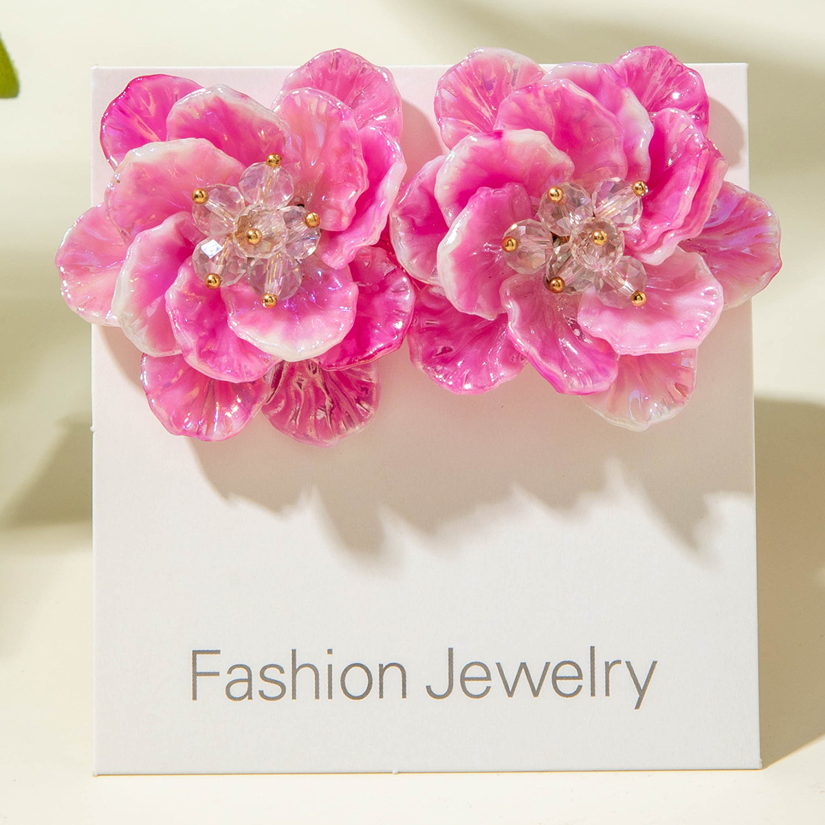 亚马逊跨境清新甜美彩色树脂花瓣花朵耳钉气质多巴胺 耳环耳饰女详情95