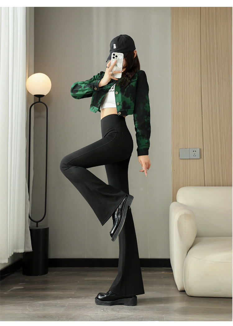 微喇鲨鱼裤女外穿春夏薄款高腰弹力芭比喇叭裤运动健身瑜伽打底裤详情11