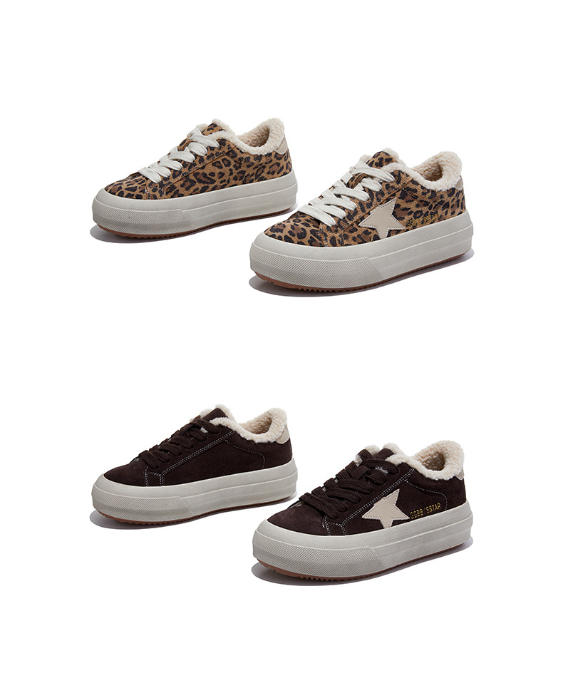 头层牛皮小白鞋女2025冬季新款平底加绒保暖板鞋休闲百搭豹纹女鞋详情36