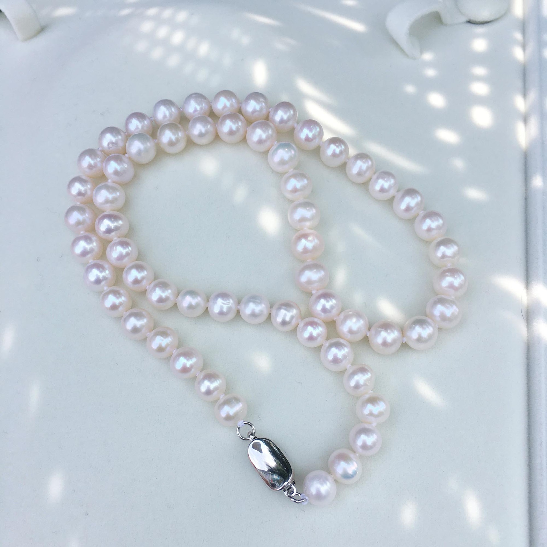 Retro plain chain collarbone chain tian Ran freshwater 7, 8, 9 round slightly flawed bright light pearl necklace finished product wholesale pic 25