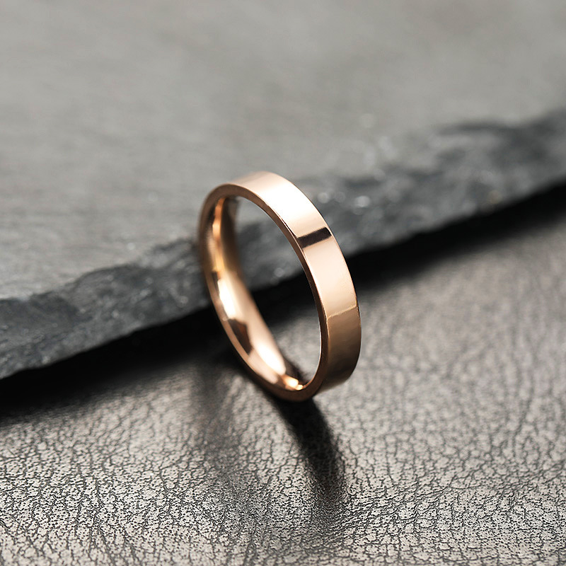 跨境热销戒指女不掉色小众设计4mm亮光面 素圈不锈钢饰品情侣戒指详情12