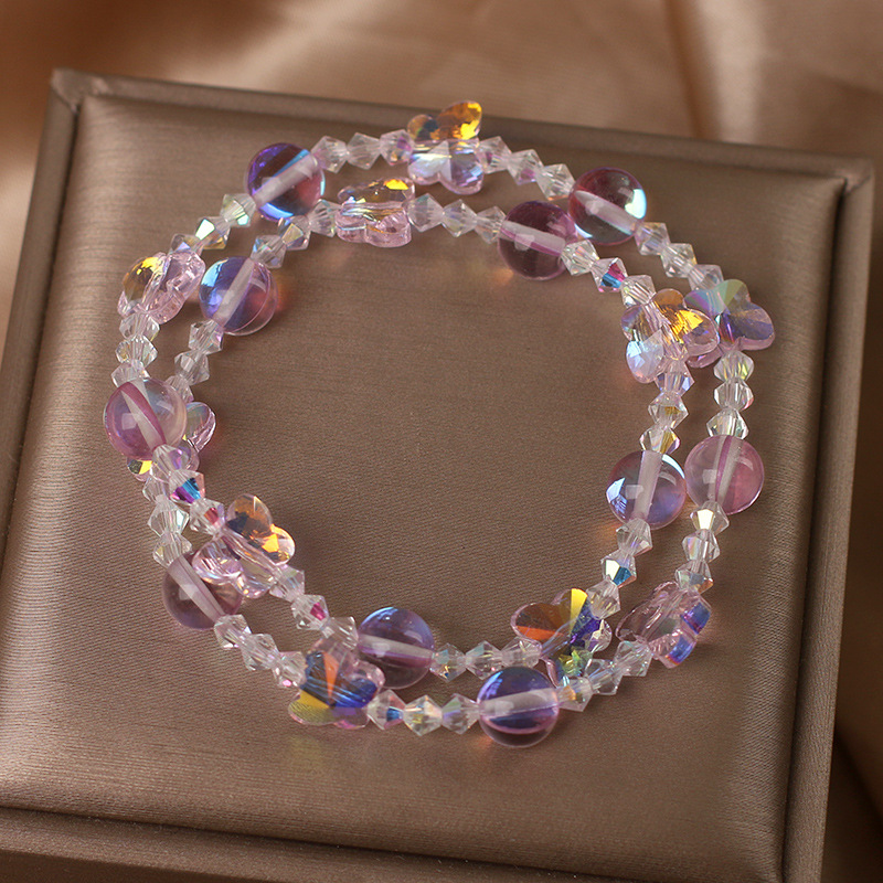 儿童水晶手链女童轻奢小众蝴蝶串珠手串学生闺蜜手环女孩生日礼物详情10