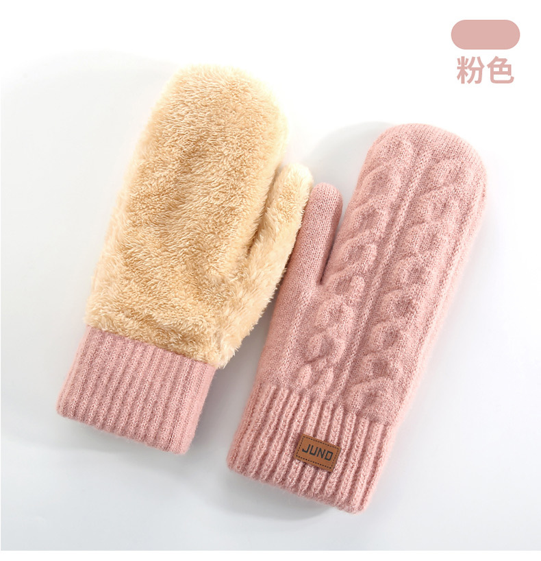 新款冬季女士保暖手套加绒加厚连指手套包套双层包指滑雪针织手套详情23