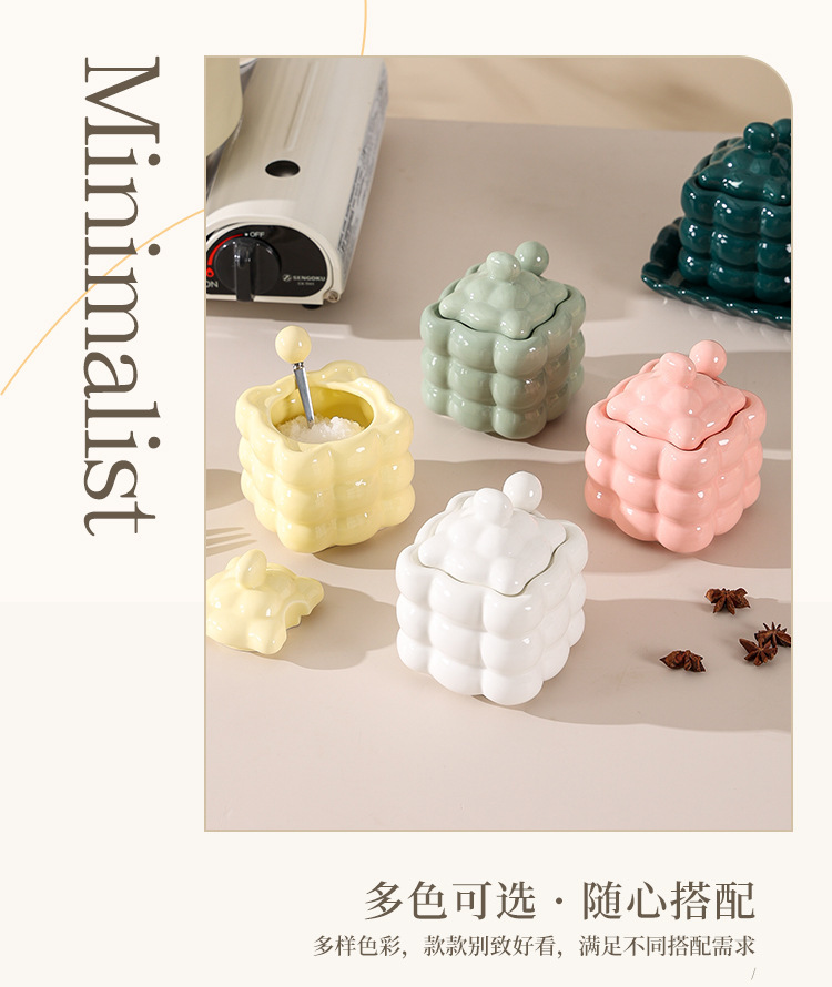 源头工厂轻奢调味罐家用厨房调料瓶组合套装创意陶瓷味精盐罐批发详情11