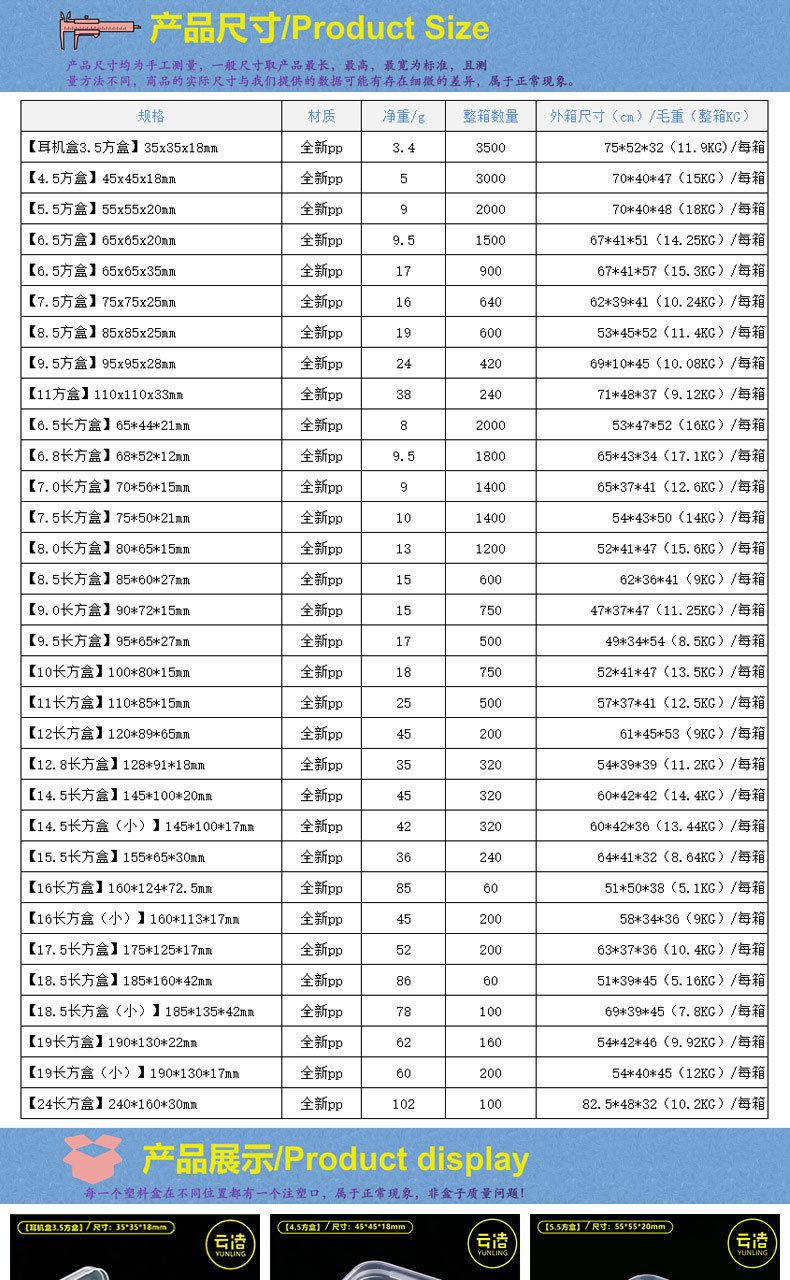 塑料桌面收纳盒正方形pp方盒翻盖透明包装盒零件包装储物零件透明详情4