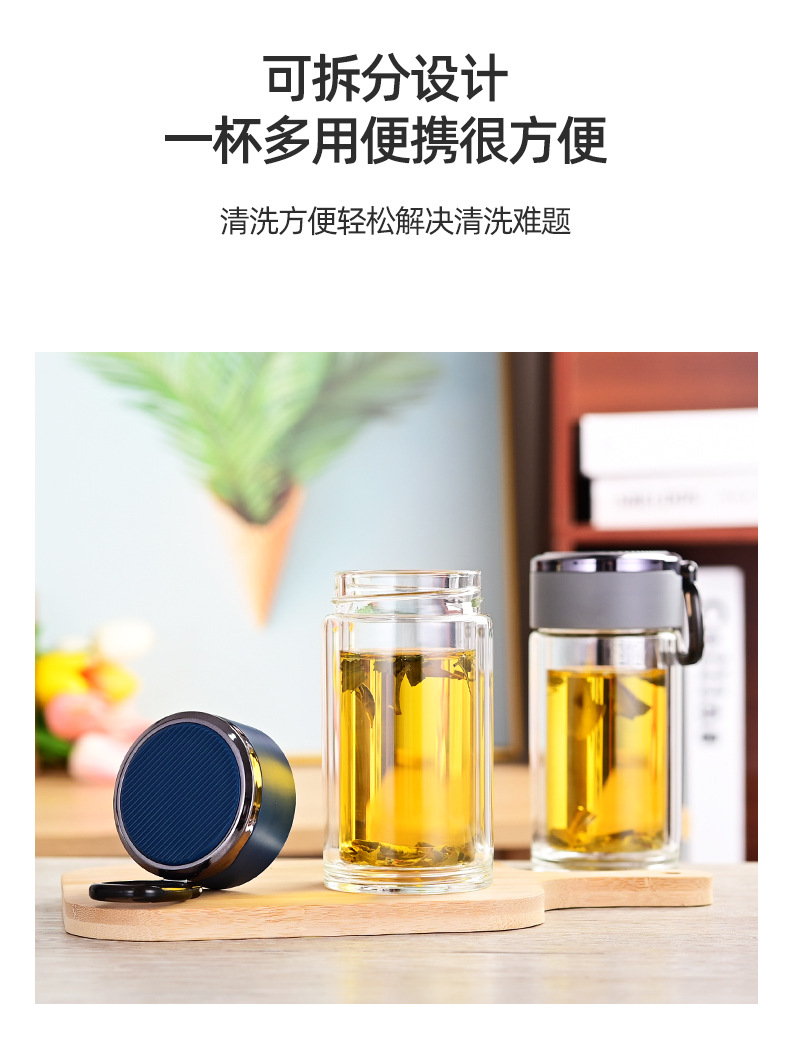 玻璃杯高级感玻璃无铅杯子家用带盖高硼硅双层新款高颜值水杯批发详情19