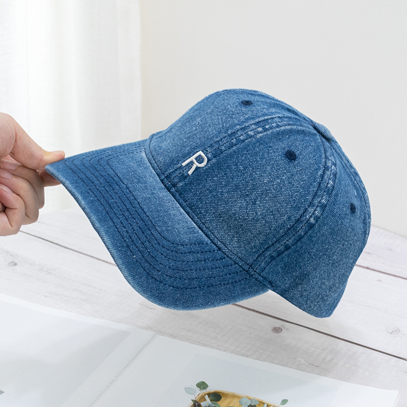 Letter cowboy baseball cap for women, Korean style simple deep-top face-showing small baseball cap, Japanese style big head circumference face-showing small cap pic 6