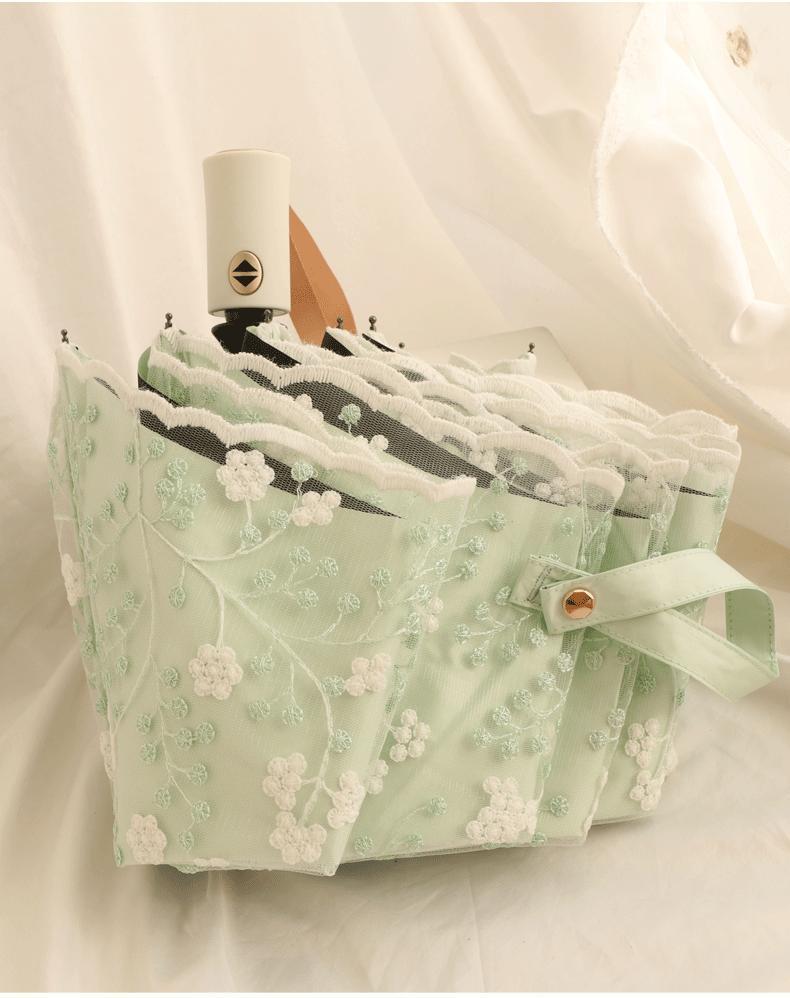 刺绣双层黑胶防晒少女心蕾丝全自动防紫外线晴雨两用遮阳太阳伞详情22