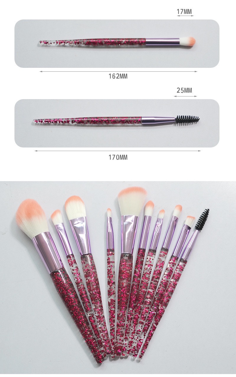 Factory wholesale of 10 sets of makeup brushes, scallion brushes, handle brushes, beauty tools, makeup tools, loose powder and concealer brushes pic 8
