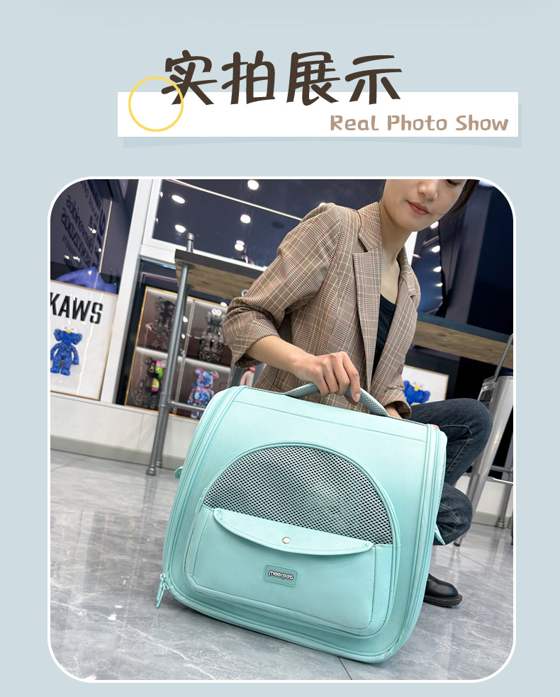 Factory direct supply of Japanese and Korean style candy-colored large-capacity shoulder bag, breathable cat bag, dog bag, cat shoulder bag pic 11
