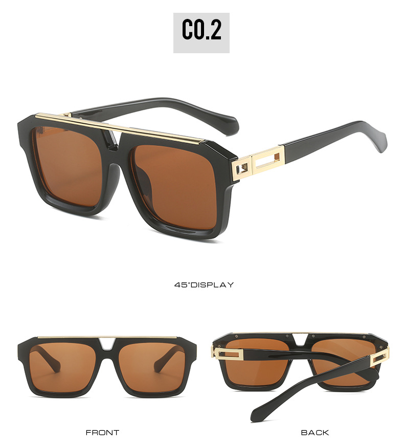 2023新款复古双梁太阳镜男款 欧美时尚方框百搭金属潮流墨镜女款UV400防紫外线跨境热销太阳镜详情8