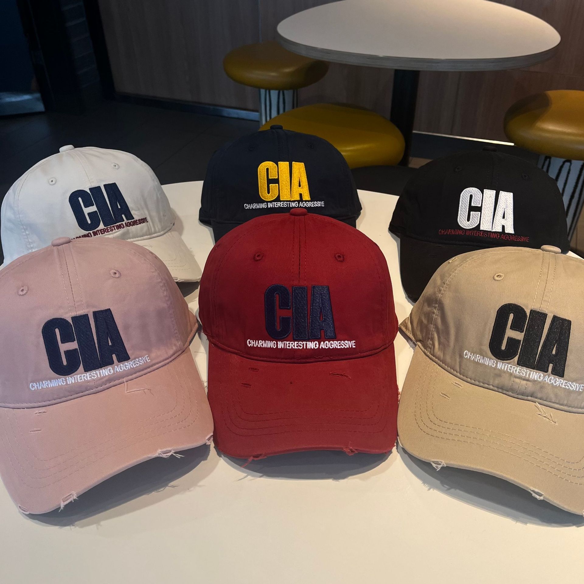 Embroidered baseball caps for men and women, ins feng shui washable caps, casual and versatile, color-blocked soft-top sunshade baseball caps, letters pic 1