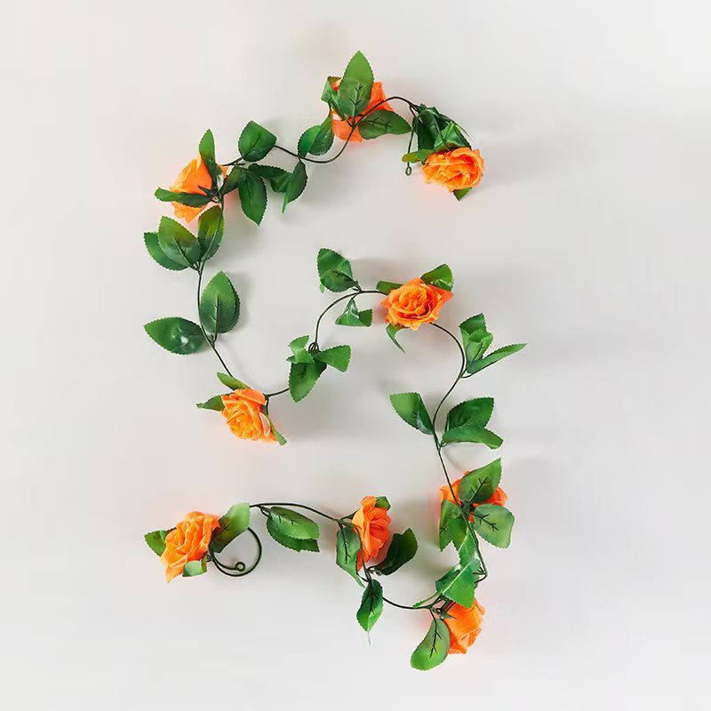 仿真九头玫瑰花藤塑料花藤条绿叶假花装饰管道装饰空调管装饰详情16