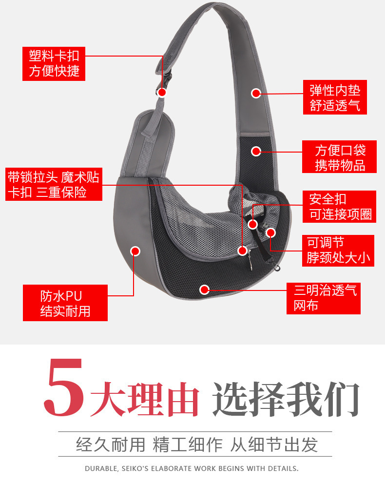宠物包斜挎外出便携包狗狗胸前宠物背包透气宠物单肩包斜挎包批发详情8