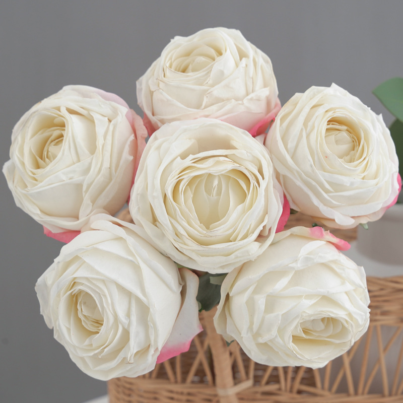 6头焦边荷兰玫 仿真花假花家居装饰婚庆新娘手捧花束摄影道具详情9