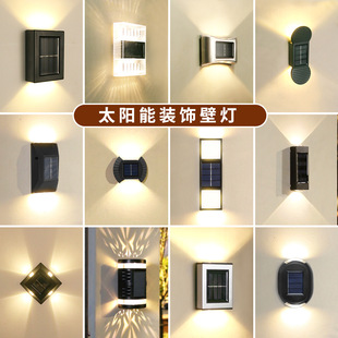 太阳能庭院灯阳台装饰户外防水壁灯双头洗墙灯上下发光太阳能灯详情6