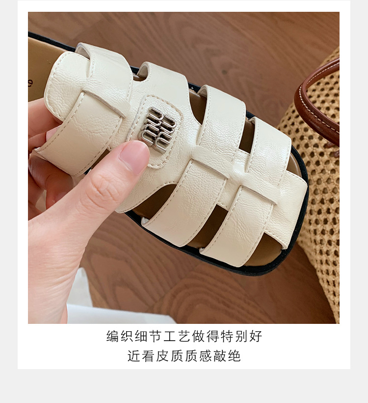 葡萄妈studiolee 时髦编织圆头镂空百搭包头懒人一脚蹬半拖外穿女详情7