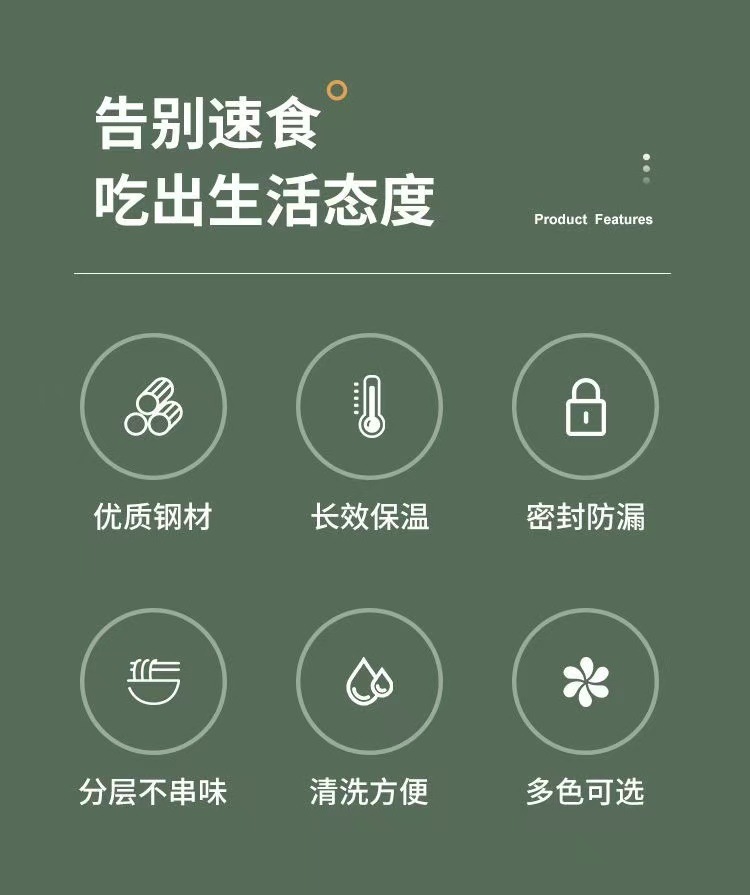 优选不锈钢双层保温饭盒便携提锅学生上班族保鲜保温桶批发多用饭盒详情1