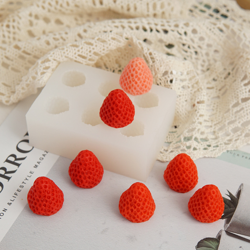 Strawberry silicone mold, ice cream chocolate resin, hand-applied resin, strawberry scented candle silicone mold pic 2