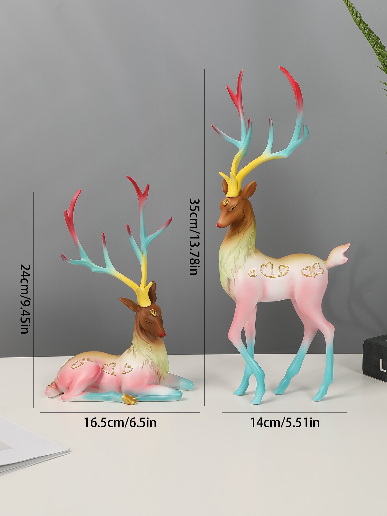 北欧简约高级小众彩色爱心一鹿有你鹿摆件玄关房间客厅落地饰品详情5