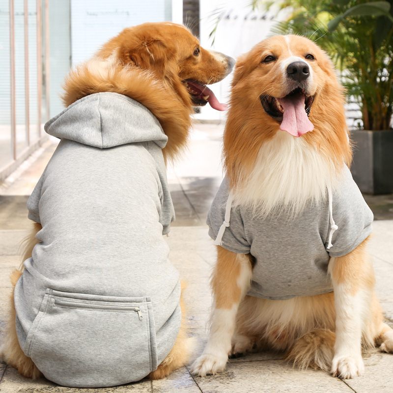 Otoño e invierno peluche de oro cremallera de bolsillo sudaderas grandes y medianas para perros perros ropa de gato fardo suministros para mascotas pic 7