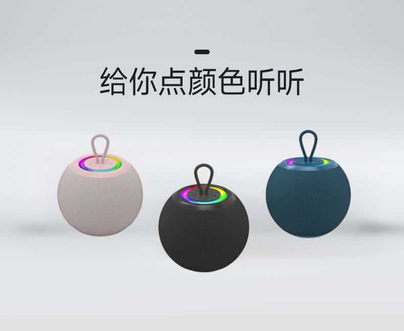 New cross-border fabric circular creative gift, portable desktop, RGB lighting, outdoor subwoofer, Bluetooth speaker pic 1