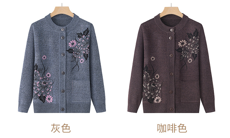 奶奶春装毛衣开衫宽松春秋女中老年人春秋装妈妈针织外套老人衣服详情8
