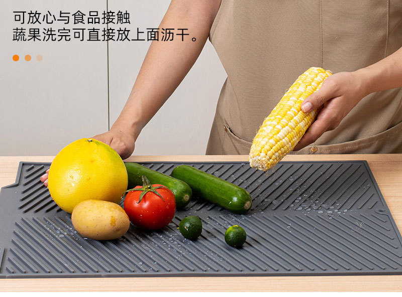 跨境现货热销吧台垫大中小号硅胶沥水垫碗碟杯子沥干垫斜纹隔热垫详情3